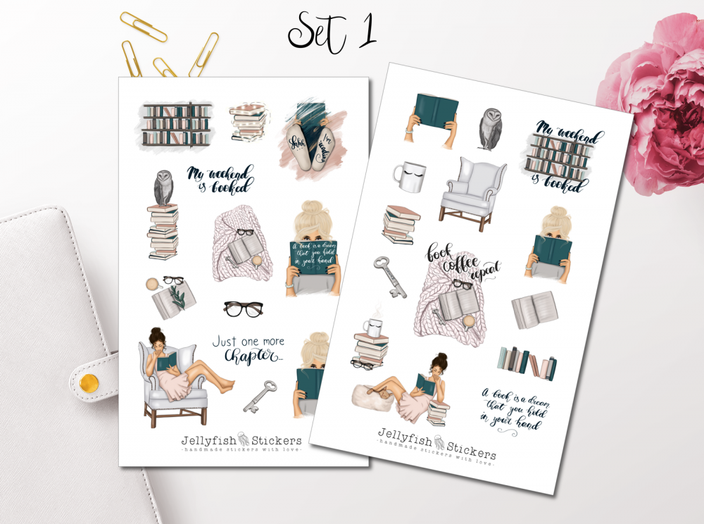 Mädchen Bücher Sticker Set